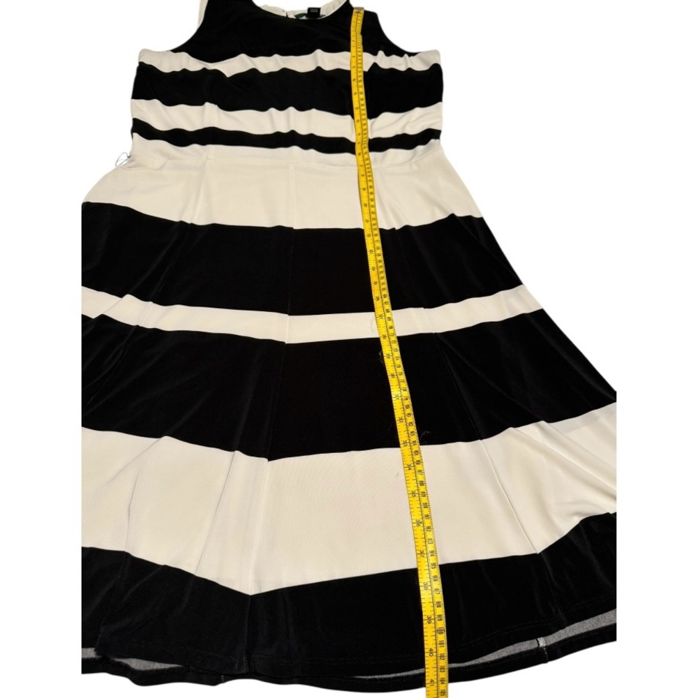 Lauren Ralph Lauren Dress Size 14 Black and Cream Tie Front Midi Lined EUC - Picture 4 of 7